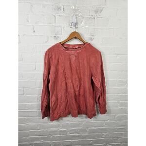 By Taylor Women's Crew Neck Pullover T-Shirt Long Sleeve Orange Size Medium